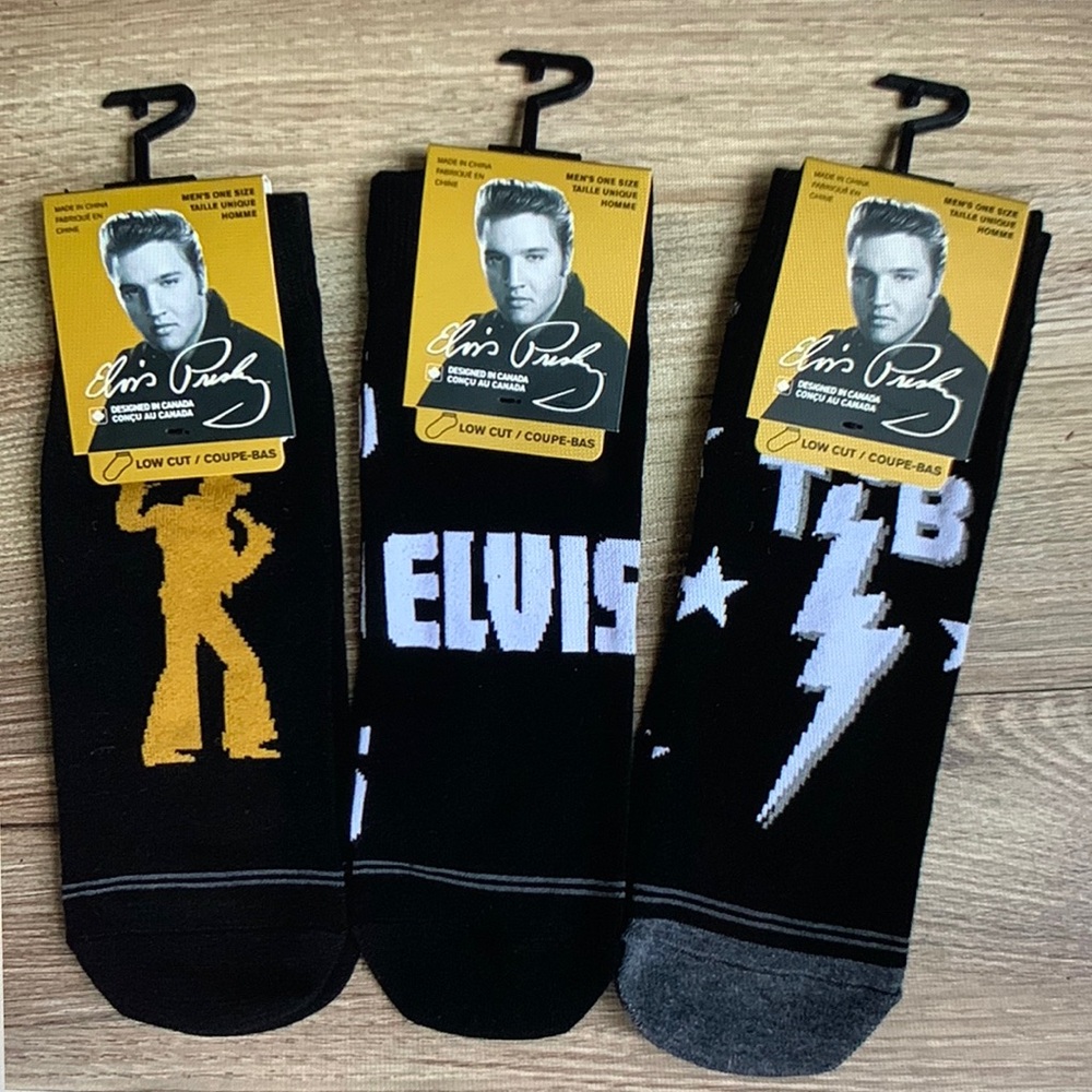 3 Pair Set Elvis Presley Low Cut Socks Men shoe 7-12 Unisex 🆕 Lowcut Perris Sock